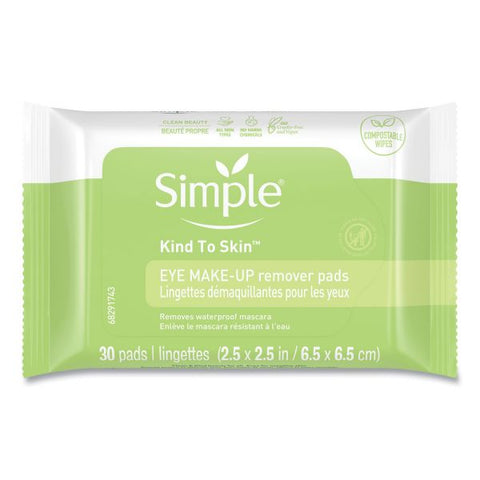 Simple Eye And Skin Care, Eye Make-Up Remover Pads, 30/Pack, 6 Packs/Carton