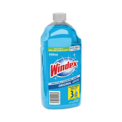 Windex Glass Cleaner with Ammonia-D, 67.6 oz Refill Liquid - 67.6 fl oz (2.1 quart) - Bottle - 1 Each - Blue