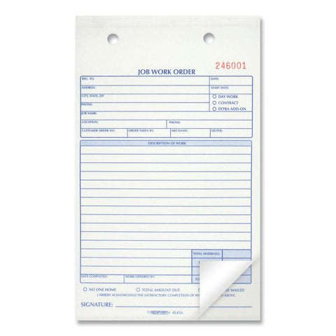 Rediform Job Work Order Book, Two-Part Carbonless, 5.5 x 8.5, 50 Forms Total