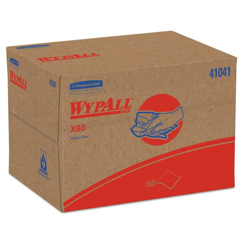 WypAll Power Clean X80 Heavy Duty Cloths, 11.1 x 16.8, Blue, 160 Wipers/Carton