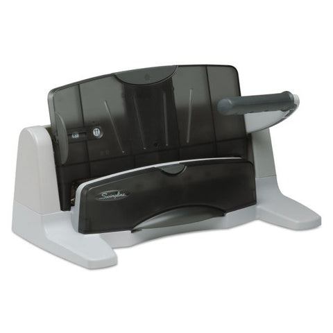 Swingline 40-Sheet LightTouch Heavy-Duty Two- to Seven-Hole Punch, 9/32" Holes, Black/Gray