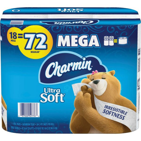 Charmin Ultra Soft 2-Ply Bathroom Tissue, 244 Sheets Per Roll, Pack Of 18 Rolls