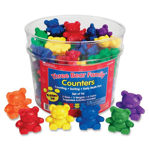 Three Bear Family Counters Set Learning Theme/Subject - 96 Bear - Assorted - Plastic - 12 / Set