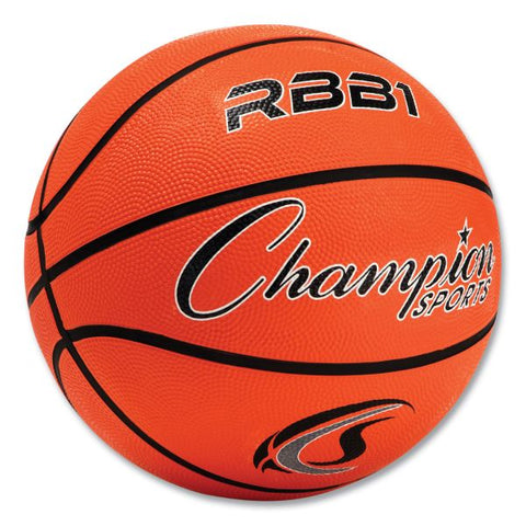 Champion Sports Rubber Sports Ball, For Basketball, No. 7 Size, Official Size, Orange