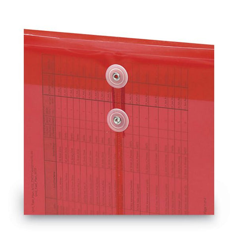 Smead Poly String and Button Interoffice Envelopes, Open-End (Vertical), 9.75 x 11.63, Transparent Red, 5/Pack