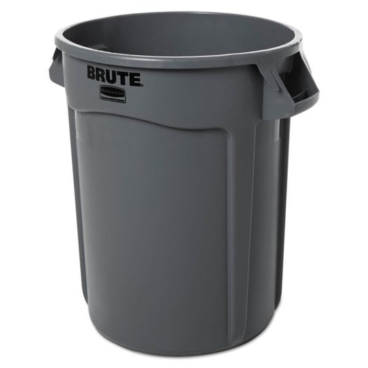 Rubbermaid Commercial Vented Round Brute Container, 32 gal, Plastic, Gray