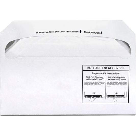 Genuine Joe Toilet Seat Covers Half-Fold - 250 Covers/ Pack - 20 Boxes/ Carton