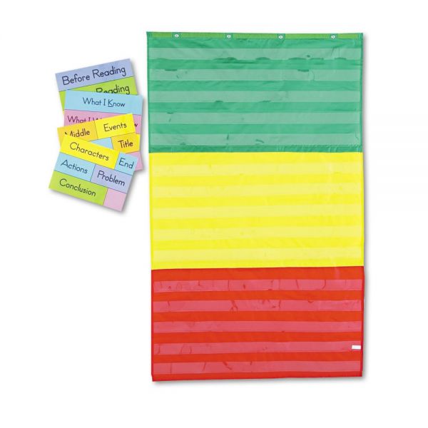 Carson-Dellosa Education Adjustable Tri-Section Pocket Chart, 15 Pockets, Guide, 33.75 x 55.5, Red/Green/Yellow