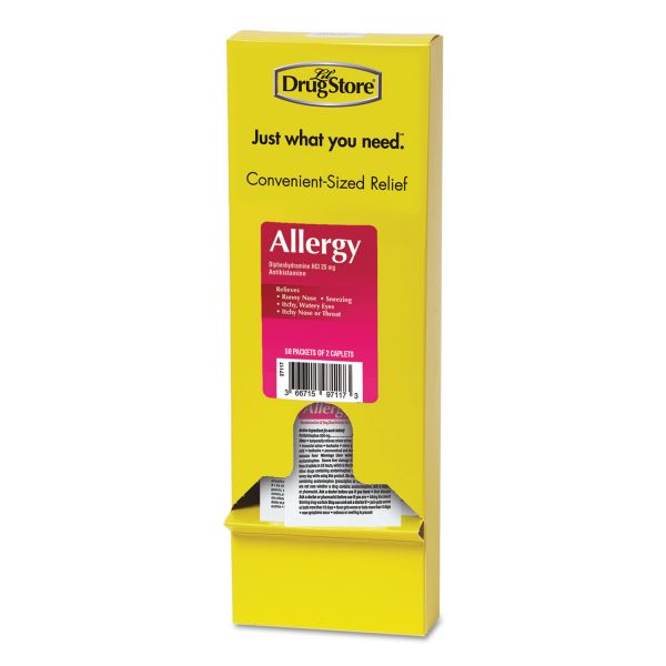 Lil' Drugstore Allergy Relief Tablets, Refill Pack, Two Tablets/Packet, 50 Packets/Box