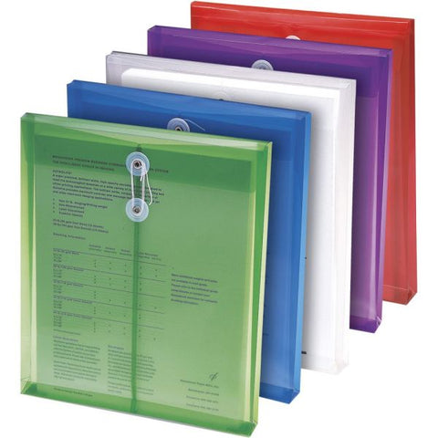 Smead Poly String and Button Interoffice Envelopes, Open-End (Vertical), 9.75 x 11.63, Transparent Purple, 5/Pack