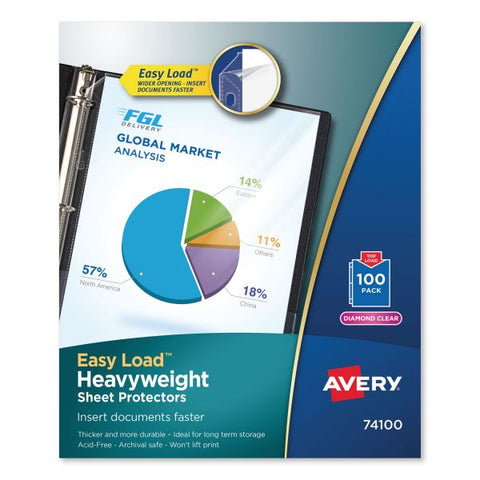 Avery Top-Load Poly Sheet Protectors, Letter, Heavy Gauge, Diamond Clear, 100/Box