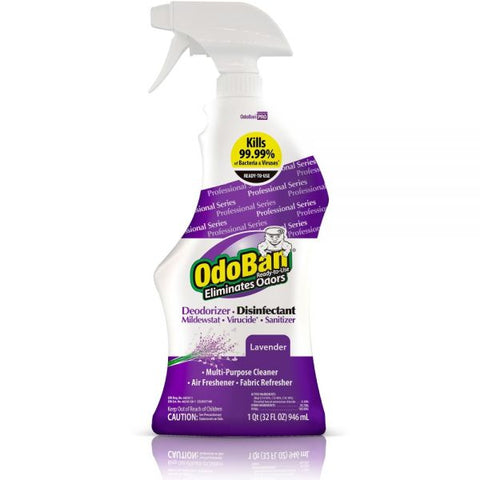 OdoBan RTU Odor Eliminator and Disinfectant, Lavender, 32oz Spray Bottle, 12/Carton