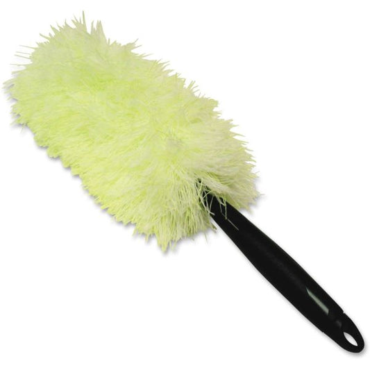 Genuine Joe Microfiber Handheld Dusters 10" Handle Length - MicroFiber - Green/White - 12/ Carton