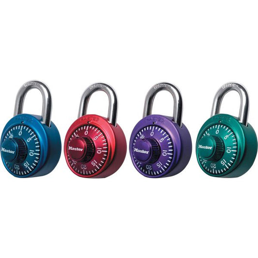 Master Lock Assorted Numeric Combination Locks 1.9" Body - 3 Number Combo - Stainless Steel - Assorted Colors