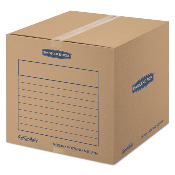 Bankers Box SmoothMove Basic Moving Boxes, Regular Slotted Container (RSC), Medium, 18" x 18" x 16", Brown/Blue, 20/Bundle