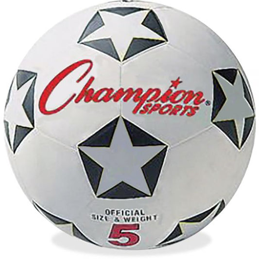 Champion Sports Rubber Sports Ball, For Soccer, No. 5 Size, White/Black