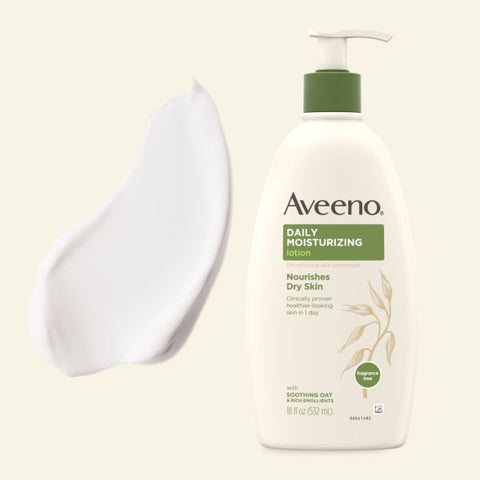 Aveeno Daily Moisturizing Lotion, 12 FL Oz. Lotion - 12 oz (340.2 g) - Non-fragrance - For Dry, Sensitive Skin - Non-greasy, Non-comedogenic, Hypoallergenic, Absorbs Quickly - 1 Each