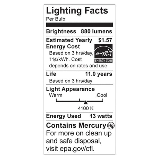 Satco CFL Spiral Bulb, 13 Watts