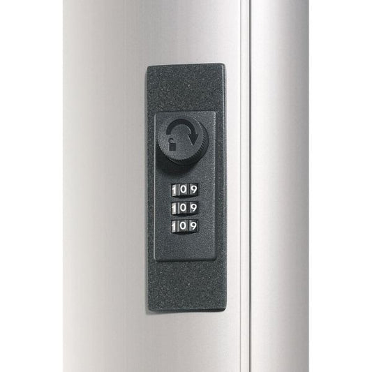 Durable Locking Key Cabinet, 72-Key, Brushed Aluminum, Silver, 11.75 x 4.63 x 15.75