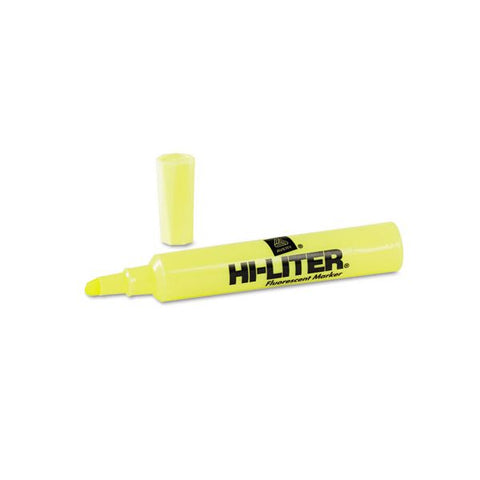 Avery HI-LITER Desk-Style Highlighters, Fluorescent Yellow Ink, Chisel Tip, Yellow/Black Barrel, Dozen