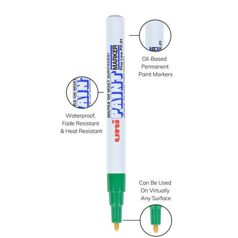 uniball Uni-Paint PX-21 Oil-Based Fine Point Marker Fine Marker Point - Green Oil Based Ink - 1 Dozen