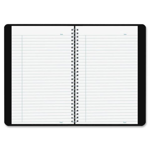 Blueline Poly Cover Notebook 6" x 9 3/8" Size - College Ruled - 80 Sheets - Twin-Wire Binding - White Paper - Black Cover - 1 Notebook