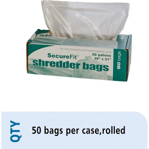 SKILCRAFT - High Performance Shredder Bag 50 gal - 51" x 39" - 50 / Box - Clear