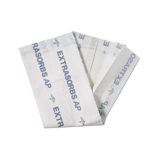 Medline Extrasorbs Air-Permeable Disposable DryPads, 30" x 36", White, 5 Pads/Pack