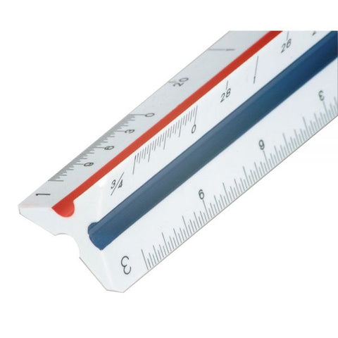 Staedtler 12" Architect Triangular Scale 12"Longueur 1"Largeur - 3/32, 1/8, 3/16, 1/4, 3/8, 1/2, 3/4, 1, 1-1/2 Graduations - Imperial Measuring System - Polystyrene - 1 Each - White