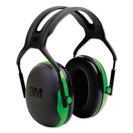 Peltor Over-the-head Earmuffs Recommended for: Food Processing, Metalworking, Manufacturing, Printing, Automotive, Construction, Mining, Woodworking, Airport - Noise Reduction Rating Protection - Black/Green - 1 Each