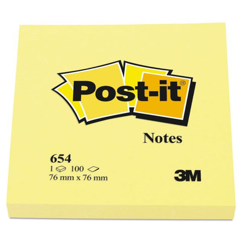 Post-it Notes Original Pads in Canary Yellow, 3" x 3", 100 Sheets/Pad, 12 Pads/Pack