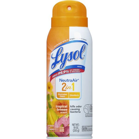 Lysol Disinfectant Spray, 10 Oz, Tropical Breeze, Case Of 6 Bottles