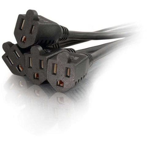 C2G 18in 1-to-4 Power Cord Splitter - 16 AWG - NEMA 5-15 to NEMA 5-15R Turn one outlet into four while keeping your surge strips and UPS outlets free