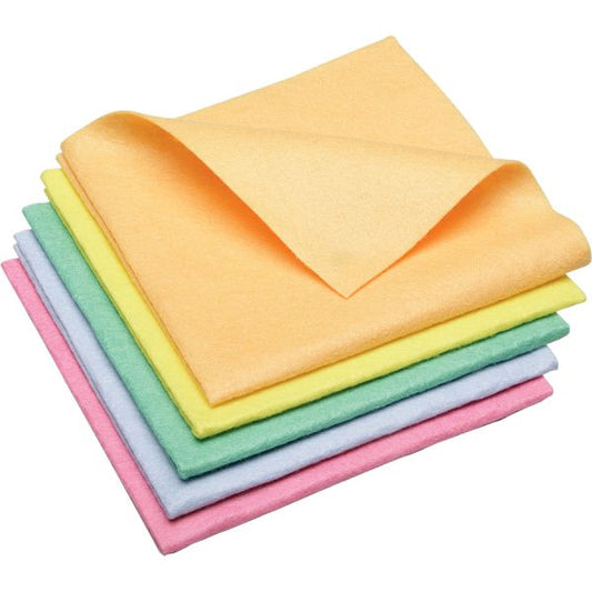 SKILCRAFT Synthetic Shammy Cleaning Cloths 15" x 15" - Assorted Colors - 5/ Pack