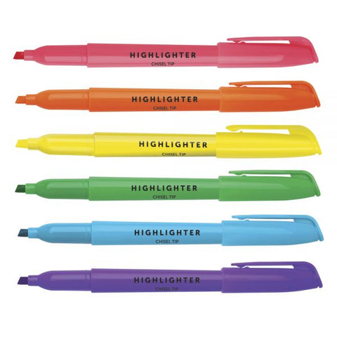 Pen-Style Highlighters, Chisel Tip, 100% Recycled, Assorted Colors, Pack Of 36