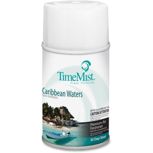 TimeMist Metered Air Freshener Refills Caribbean Waters Scent - 6.6 oz Size - Aerosol - 12/ Carton