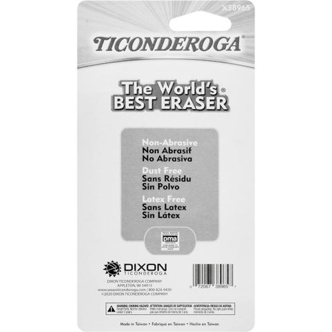 Ticonderoga Neon Mini Erasers Neon Pink, Neon Green, Neon Orange, Neon Yellow, Neon Blue - Vinyl - 5 / Pack - Latex-free, Soft, Smudge-free, Residue-free, Non-abrasive, Non-tearing, Non-toxic