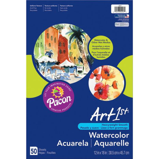 Art1st Watercolor Pad 12" x 18" - White - 90 lb Paper Weight - 50 Sheets/ Pad