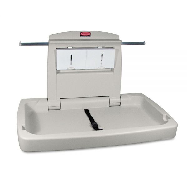 Rubbermaid Commercial Sturdy Station 2 Baby Changing Table, 33.5 x 21.5, Platinum