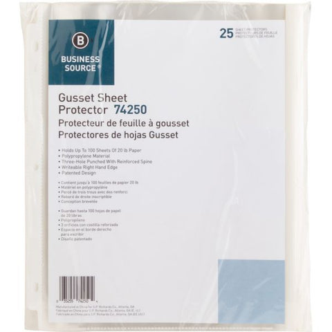 Business Source Heavy-duty Sheet Protectors 8.5" Width - 100 x Sheet Capacity - Ring Binder - Top Loading - Clear - 25 / Pack