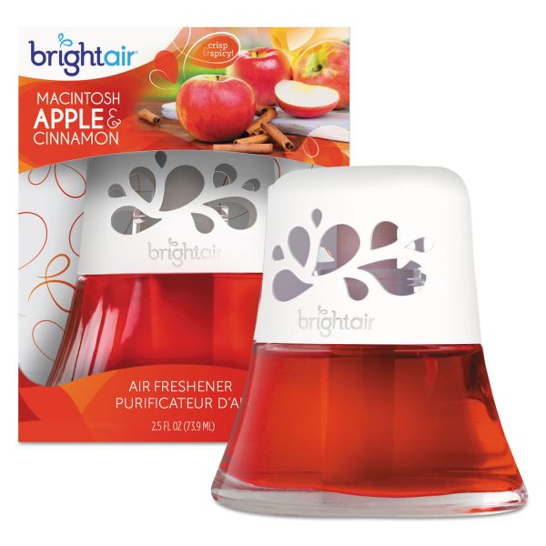 BRIGHT Air Scented Oil Air Freshener, Macintosh Apple and Cinnamon, Red, 2.5oz, 6/Carton