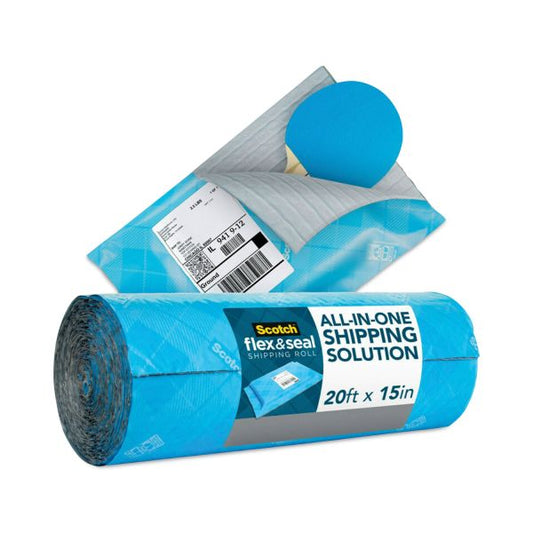 Scotch Flex and Seal Shipping Roll, 15" x 20 ft, Blue/Gray 15" Width x 20 ft Length - Durable, Water Resistant, Tear Resistant, Cushioned, Recyclable - Blue