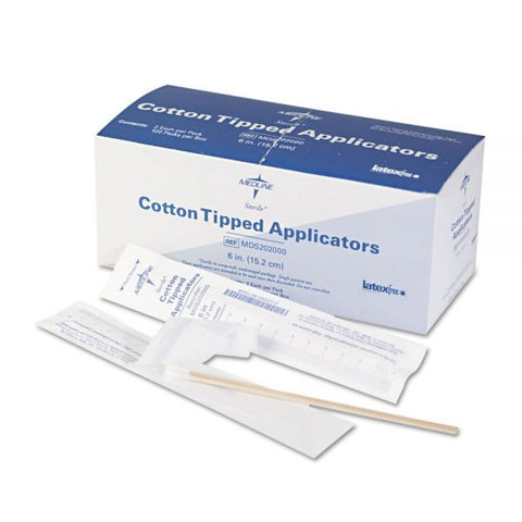 Medline Cotton-Tipped Applicators, 6", 100 Applicators/Box