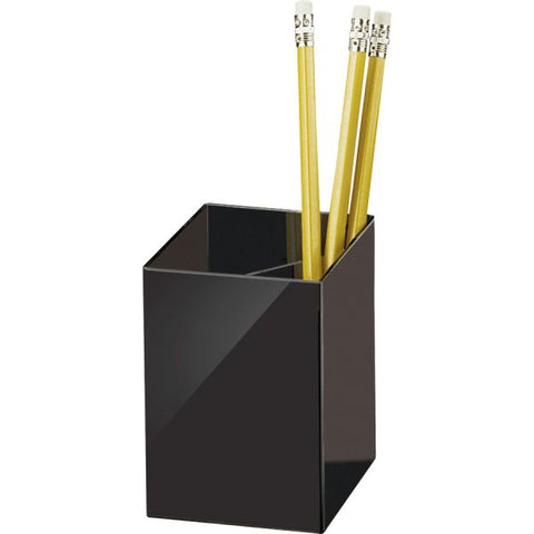 Officemate 3-Compartment Pencil Cup 4" x 2.87" x 2.87" - Black