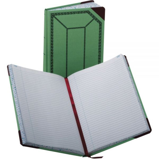 Boorum & Pease Account Record Book, Record-Style Rule, Green/Black/Red Cover, 12.13 x 7.44 Sheets, 300 Sheets/Book