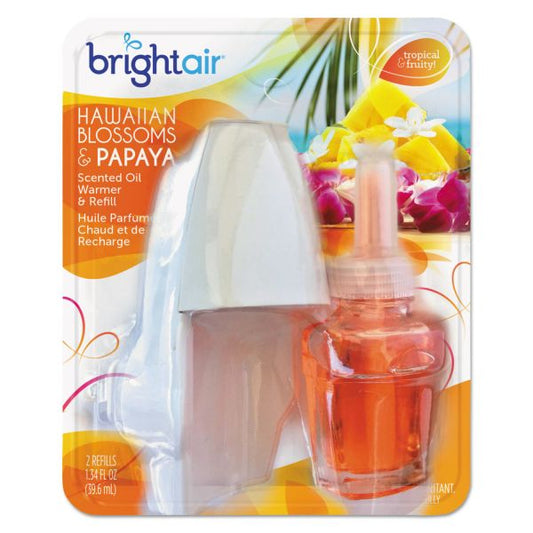 BRIGHT Air Electric Scented Oil Air Freshener Warmer and Refill Combo, Hawaiian Blossoms and Papaya, 0.67 oz