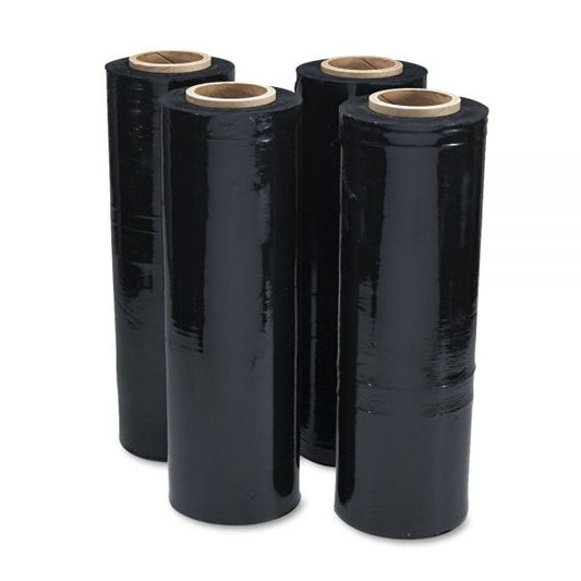 Universal Black Stretch Film, 18" x 1, 500ft Roll, 20mic (80-Gauge), 4/Carton