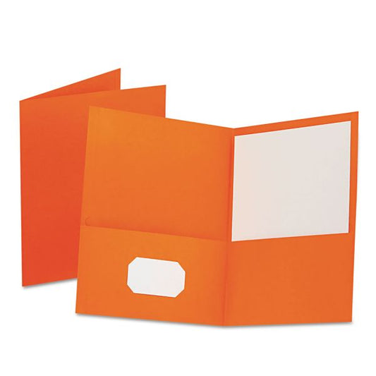 Oxford Twin-Pocket Folder, 100-Sheet Capacity, Orange, 25/Box