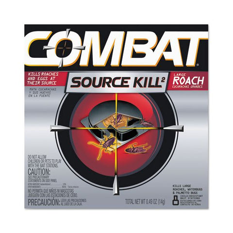 Combat Source Kill Large Roach Killing System, Child-Resistant Disc, 8/Box