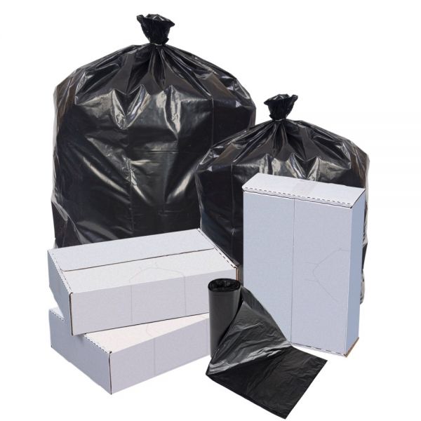 Highmark Repro 70% Recycled Can Liners, 1.25 mil, 33 Gallons, 33" x 39", Black, Box Of 100